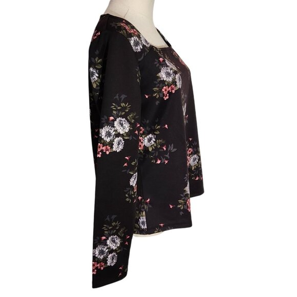 Violets & Roses Floral Square Neck Long Sleeve Blouse New With Tags Women's M - Picture 2 of 14